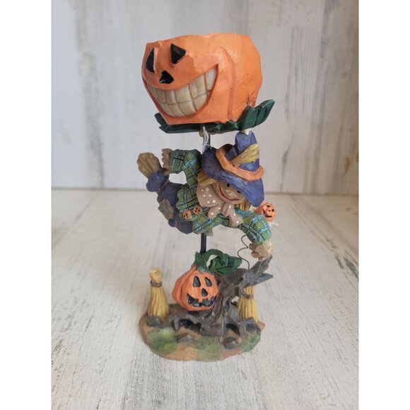 Folk art scarecrow pumpkin tealight‎ holder Halloween decor - Picture 1 of 8